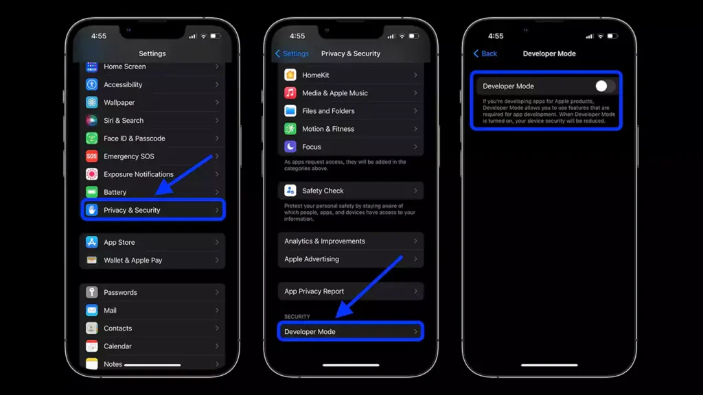 enable-the-Developer-Mode-in-ios-16-or-later